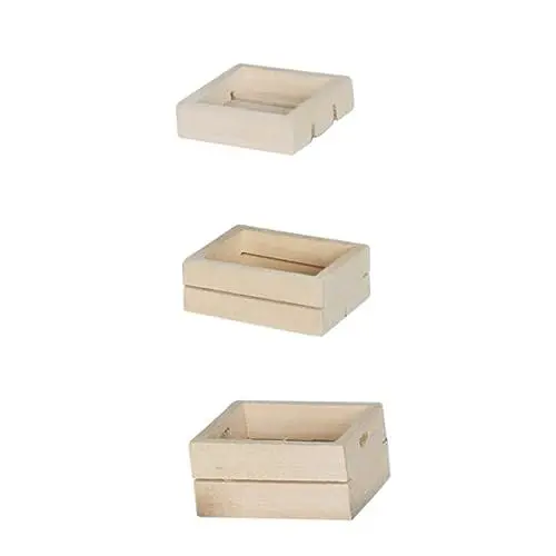 Produktbild: TOYANDONA 3st Obst- Und Gemüsebox 3-teiliges Set Mini-hausmöbel Miniaturspielzeug Rahmenmodell Mini-möbelmodell Miniaturmöbel Mini-hausverzierung Hausdekorationen Für Zu Hause Holz Khaki