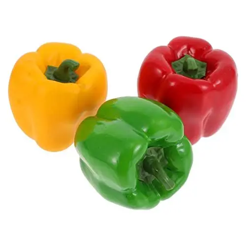 Produktbild: TOYANDONA 3stücke Teiliges Künstliche Paprika Realistische Simulation Gemüse Modelle Für Fotografie Dekoration Und Kinderspiele Rot Gelb Grün