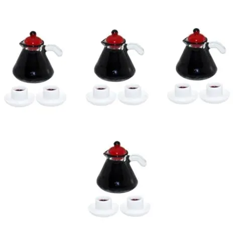 Produktbild: TOYANDONA 4 Sätze Mini-Kaffeekanne Puppenhaus-Kaffeetasse Prinzessin Tea Time Spielzeug puppenhaus deko Puppenhaus Zubehör Kaffeetassen Kaffeemaschine Modell Kaffeekanne Mini-Kaffeetasse