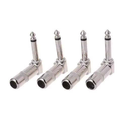 Produktbild: TOYANDONA 4 Stück 90 Effekt-line-buchse Mono-stecker Schwere Stecker Lautsprecheranschluss Lautsprecheranschlüsse Gitarren-übertragungskonverter 90 Grad Silver Zinklegierung