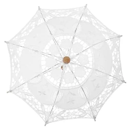 Produktbild: TOYANDONA 4 Stück Braut Regenschirm braut dekor Hochzeitsschirme Spitzenschirm Bastelschirm elegant hochzeits dekoration Regenschirm für Mädchen Hochzeit Spitze hölzern Weiß