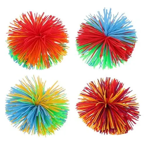 Produktbild: TOYANDONA 4 Stück Bunte Fadenbälle Sensorische Zappelbälle Weiche Regenbogen-Pom-Trichotillomanie-Zappelspielzeuge Weiche Silikon-Jonglierbälle Für Kinder Lustige Partygeschenke