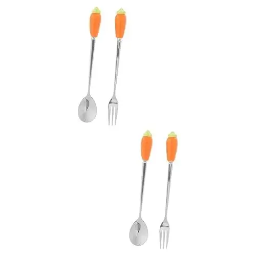 Produktbild: TOYANDONA 4 Stück Karottenmesser und Gabel Löffel und Gabeln für Kleinkinder Kinder Gabel geschenke für kinder kindergeschenke Kaffeelöffel Utensilien für Kleinkinder Restaurant-Löffel-Gabel