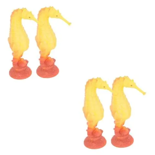 Produktbild: TOYANDONA 4 Stück Kinderspielzeug Spielset für Kinder Stofftiere Meereslebewesen Plüschtier Modelle Ausgestopfte Pferde Plüsch Seepferdchen-Ornament Statue Requisiten PVC Weichplastik