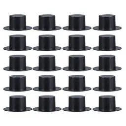 Produktbild: TOYANDONA 50Pcs Mini Schwarze Zylinder Hüte Kunststoff Zylinder Miniatur Zylinder für Kunsthandwerk Weihnachten Widmung DIY Lieferungen 41 * 19Mm