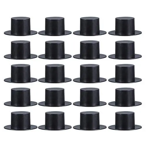 Produktbild: TOYANDONA 50Pcs Mini Schwarze Zylinder Hüte Kunststoff Zylinder Miniatur Zylinder für Kunsthandwerk Weihnachten Widmung DIY Lieferungen 41 * 19Mm