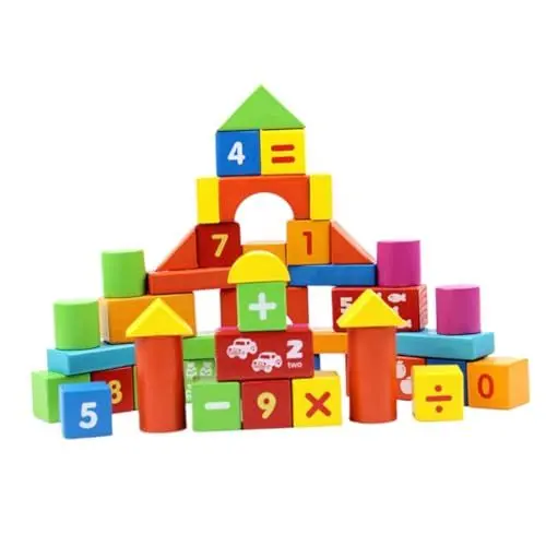 Produktbild: TOYANDONA 50 Teiliges Holzbaustein Set Aus Buntem Holz Stapelbares Lernspielzeug Für Ideal Für Kreatives Im Innen Und Außenbereich Fördert Motorik Und Konzentration