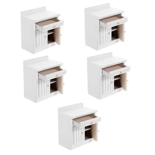Produktbild: TOYANDONA 5St Puppenhaus-Kochtisch spielzeugküche für Kinder kinderspielzeug küche Wohnkultur Möbel Spielhaus Minitisch Miniatur-Schrankmodell hölzern Ornamente Musterschrank Minischrank
