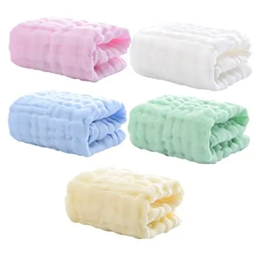 Produktbild: TOYANDONA 5St Schaumstoff-Baumwolllätzchen Wickeldecke für Neugeborene Duschtücher Saugfähig für geburt babypflege Babytuch abwischen Baumwolltücher für Neugeborene Baumwolle