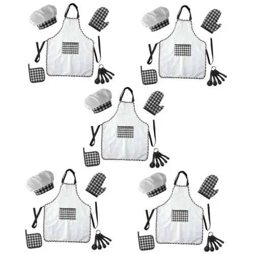 Produktbild: TOYANDONA 5 Sets Kinder-Kochschürze Kinder-Kochschürze Kinder-Küchenset Kinderschürze Kochen Jungen Kinderküchenzubehör Kleinkind-Schürzen Zum Kochen Kochmütze Und Schürze Für