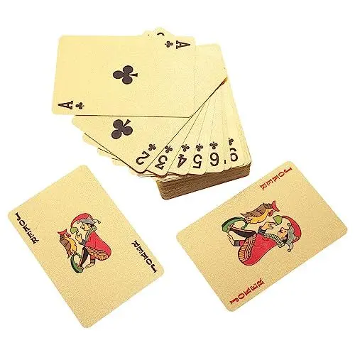 Produktbild: TOYANDONA 5 Stück 1 Kartenspielen Chinesisches Poker Goldene Spielkarten Kartendeck Pokerkarten Chinesisches Tierkreiszeichen Tischspielkarte Unterhaltungsspielkarte Spielchip RPG-Spiel PVC