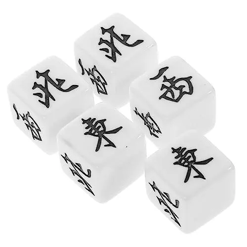 Produktbild: TOYANDONA 5 Stück Windwürfel Mahjong-Spiel-Requisite Party-Würfel Brettspielwürfel Mahjong-Fliesen Acryl Rechtwinklige Würfel Brettspiel-Werkzeug Mahjong-Würfel Dekorative