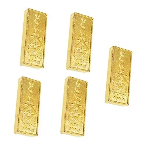 Produktbild: TOYANDONA 5 Stücke Goldbarren Gold Ziegel Feng Shui Reichtum Statue Glücksbringer Fake Gold Bar Bullion Türstopper Briefbeschwerer Partyzubehör Piratenfolie für Home Office Dekoration