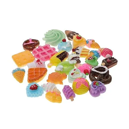 Produktbild: TOYANDONA 60 STK Essen und Spielen in Miniatur Anhänger aus Harz mit Flacher Rückseite künstliches Lebensmittelspielzeug Nagelzubehör Flatback-Donut-Anhänger Reize Kuchen Kunsthandwerk