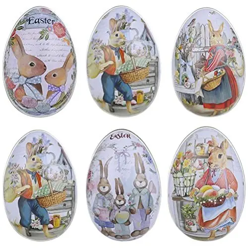 Produktbild: TOYANDONA 6 Stücke Ostereier Osterdeko Eier zum Befüllen Ostern Geschenkbox Metall Geschenkdose Keksdose Metalldose Blechdose Schmuckdose Süßigkeiten Dose Schachtel für Kinder