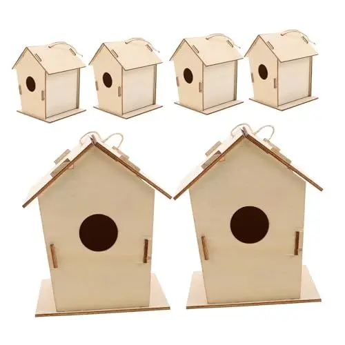 Produktbild: TOYANDONA 6stücke Vogelhaus-bausatz Aus Holz Für Junge Mädchen Zum Selbermachen Und Bemalen Diy-graffiti-vogelhaus Für Basteln Und Naturerlebnis