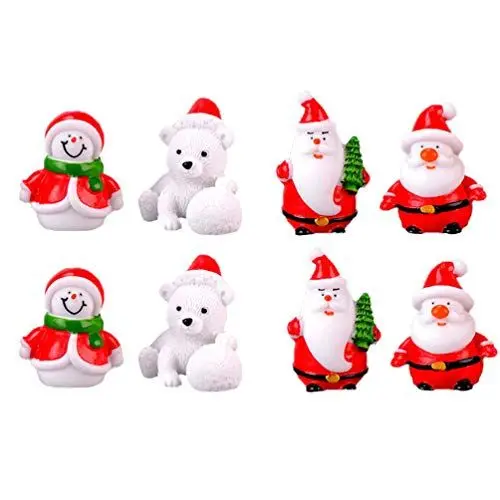 Produktbild: TOYANDONA 8st Puppenschmuck Harzverzierung Schneemann-Figur Mini-weihnachtsschmuck Ornamente Miniatur-weihnachtsschmuck Ornamente Santa Harzfigur Spielzeug Student Puppenhaus Wintergarten