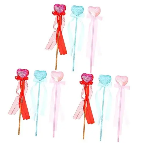 Produktbild: TOYANDONA 9 STK Party Zauberstäbe Pailletten Sequin hochzeitslaken Fairy Wand glinet Herz Fee Zauberstab Prinzessin Fee Zauberstab Kostüm Quasten-Fee-Zauberstab Prinzessin Zauberstab Stoff