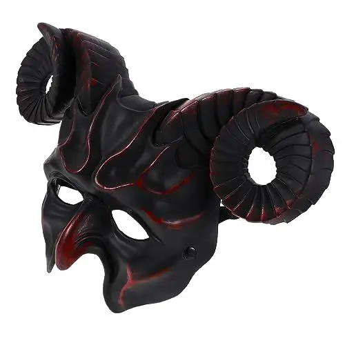 Produktbild: TOYANDONA Cosplay Halbes Gesicht Halloween Kostümmaske Cosplay-maske Ziegenhorn-kopfmasken Ochsenhornmaske Halloween-partymaske Maskerade-maske Teufelsmaske Plastik Gesichtsmaske Hörner 3d