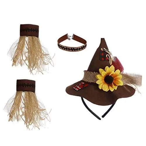 Produktbild: TOYANDONA Halloween Kostüm Strohhut Und Halskette Armband für Halloween Party Karneval Vogelscheuche Cosplay