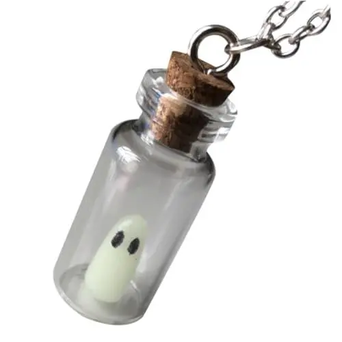 Produktbild: TOYANDONA Halloween-glow-in-the-dark-geister-halskette Dekorative Gefäße Aus Glas Halskette Mit Glasanhänger Zum Selbermachen Glasflaschen Mit Halsketten- Retro-halskette Metall
