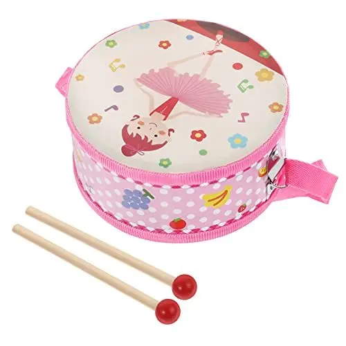 Produktbild: TOYANDONA Kinder Holz Trommel Spielzeug mit Verstellbaren Riemen Und Drumsticks Musical Instrument Spielzeug für Kleinkind Jungen Mädchen Geschenk Rosa