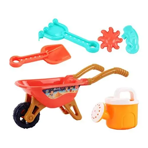 Produktbild: TOYANDONA Kinder Strand Sandspielzeug Set Sandkasten Gartenwerkzeug Schaufel Schubkarre Gießkanne Meerestier Formen Wasser Spielzeug Set für Kinder Kleinkinder Gesc henk 6 Stück Zubehör Farbe zufällig