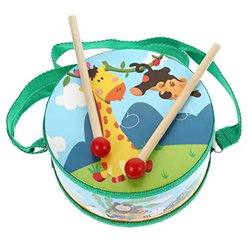 Produktbild: TOYANDONA Kinder Trommel Set Holz Trommel Spielzeug Mit Drumsticks Instrument Musical Spielzeug Glocke Baby Bildungs Lernen Mädchen Junge Grün