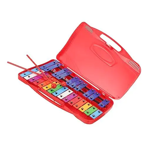Produktbild: TOYANDONA Klavier aus Aluminium Glockenspielinstrument Glockenspiel Xylophon kinderinstrumente musikinstrumente Xylophon für Babys ab 6 Monaten Musikinstrument Eisenbleche rot