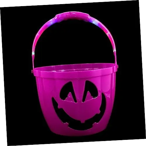 Produktbild: TOYANDONA Leuchtender Kürbiseimer Tasche Für Halloween- Snacks Halloween- Kürbis- Geschenktüte Kürbis-einkaufstasche Eimer Für Halloween Süßigkeiten-eimer Kessel Plastik Violett Groß Kind