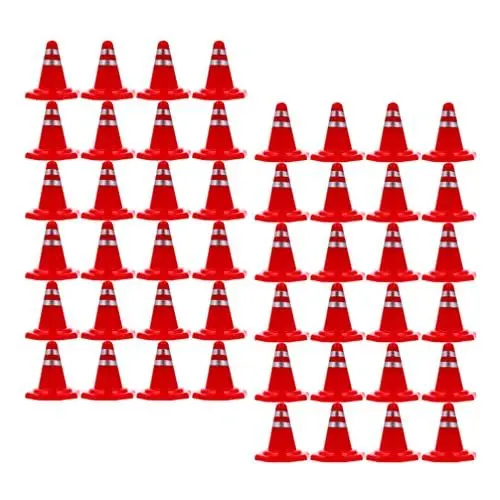Produktbild: TOYANDONA Mini Pylonen Miniatur Pylonen Leitkegel Warnkegel Pylone Hütchen Verkehrskegel Markierungshütchen Markierungskegel für Modellbau Fußballtraining Straßensperre Spielzeug 60 Stück