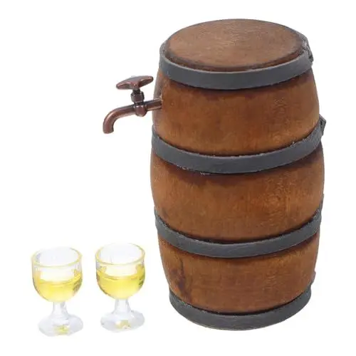Produktbild: TOYANDONA Miniatur Weinfass Set Mit Gläsern Realistisches Puppenhaus Zubehör Für Weinbar-szenen Fass Wasserhahn Gläser Dekoration Für Wein Keller Und Puppenstuben