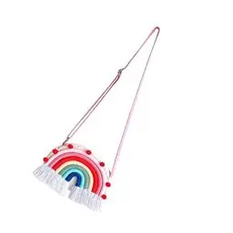 Produktbild: TOYANDONA Regenbogen Crossbody- Tasche Kinder Geldbörse Crossbody Regenbogen Tasche Kreative Handtasche Regenbogen Wolken Zipper Verschluss Schulter Taschen Rot Weiß