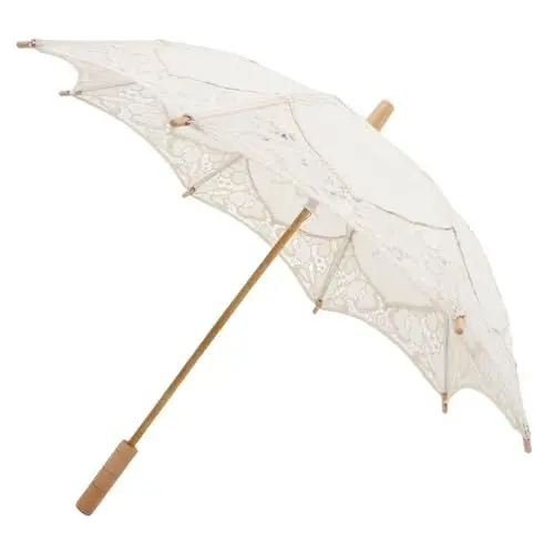 Produktbild: TOYANDONA Regenschirm aus Spitze Performance Regenschirm Goldener Brautsonnenschirm Braut- Brautdusche Zeichen großer Regenschirm Big Umbrella Hochzeitsschirme Elegantes Schirmdekor hölzern