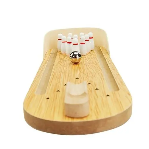 Produktbild: TOYANDONA Satz Bowlingtisch aus Holz holzspielzeug holzspielsachen Educational Toys Tischbowling Spielzeug Schreibtischspielzeug Mini-Desktop-Bowling Tisch-Bowling-Spielzeug Bambus