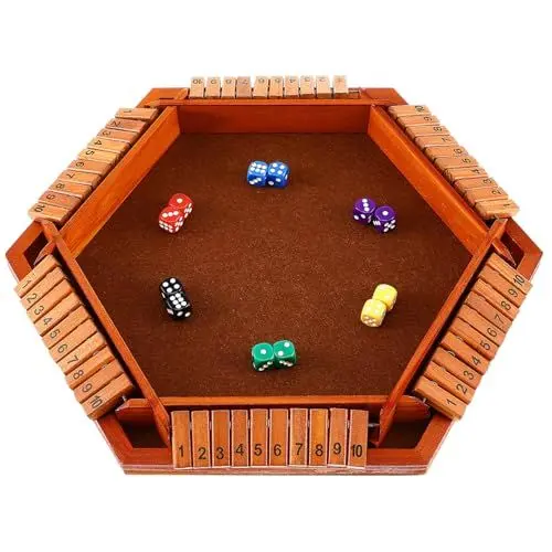 Produktbild: TOYANDONA Shut The Box-Spiel Aus Holz Klassisches Tischspiel Verbessert Für 1–6 Spieler Shut The Box-Würfelspiel Sechsseitiges Brettspiel Für Kinder Erwachsene Familie Klassenzimmer Zuhause