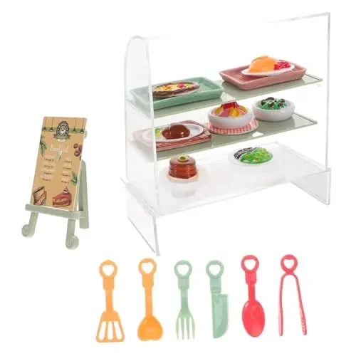 Produktbild: TOYANDONA Simulationskuchenspielzeug Miniatur-Bäckereikuchen Puppenhaus-Desserts Spielzeugküche Mini-Essen Backspielzeug-Set Puppenhaus Kuchenständer Miniatur-Dinge Brot Vitrine Plastik