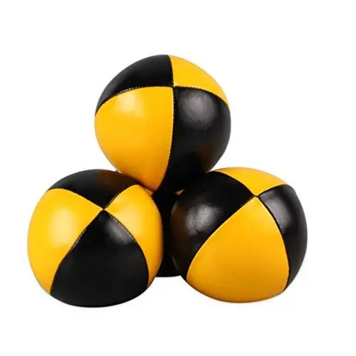 Produktbild: TOYANDONA Wasserball-Spielzeug Spielzeug Strandspielzeug 3 Stück Jonglierb?lle Pu Leder B?lle für Anf?nger Kinder Profi mit Netztasche (Gelb Schwarz) Bohnensäcke Jonglieren Jonglierbälle