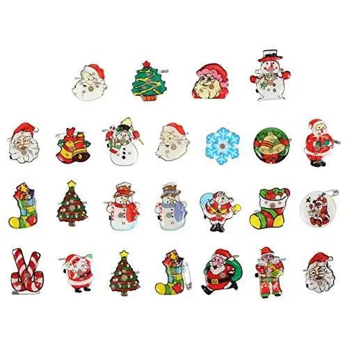 Produktbild: TOYANDONA Weihnachtsbrosche Leuchtende Brosche Party Mitbringsel: LED Blinkende Brosche 25 Stück Zufälliger Stil Weihnachten Silvester Schmuck Gastgeschenk Partyzubehör