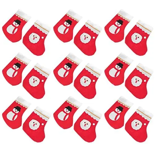 Produktbild: TOYANDONA Weihnachtsstrumpf Mini Geschenktüte Kamin Nikolaussocken Nikolausstiefel Weihnachten Strumpf Beutel Hängende Strümpfe Weihnachtssocke zum Befüllen Aufhängen für Weihnachtsdeko 24 Stück