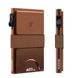 Produktbild: TOYFID Schlanke Brieftasche für Herren, Metall-Kartenhalter, minimalistische Pop-Up-Herren-Geldbörse, RFID-blockierendes Visitenkartenetui mit Rückplatte und Geldband für schnellen Kartenzugriff,