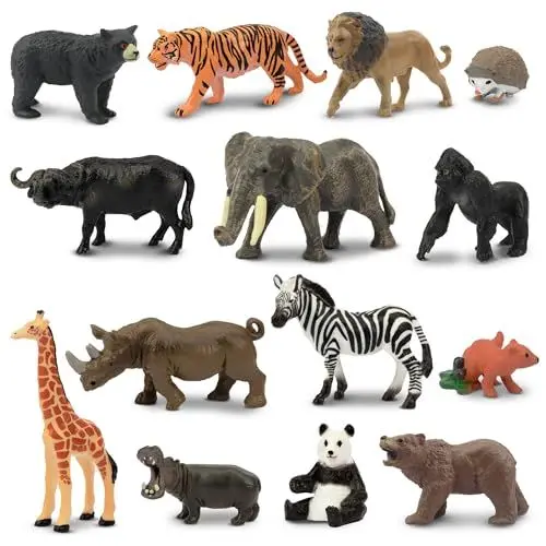 Produktbild: TOYMANY 14 Stück Tiere-Figuren Set Wald Spielfiguren Spielzeug Dschungeltierfigur kleine-Tiere Plastiktiere Mini-Tiere Zoo Bauernhof Dschungel Wild, Osterei, Weihnachten, Deko Cupcake Topper