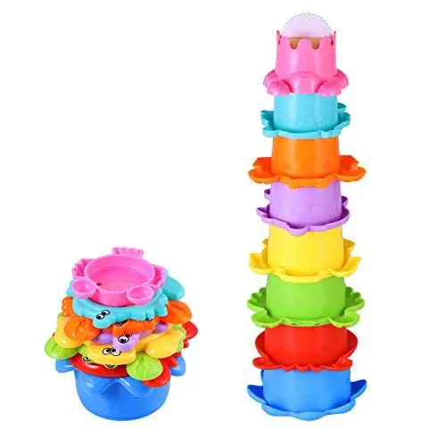 Produktbild: TOYMYTOY Baby Bad Spielzeug Set Stapelbecher Wasser 8PCS Abfliessen Becher Stapeln Spielzeug für Kinder Badewannenspielzeug Sandspielzeug