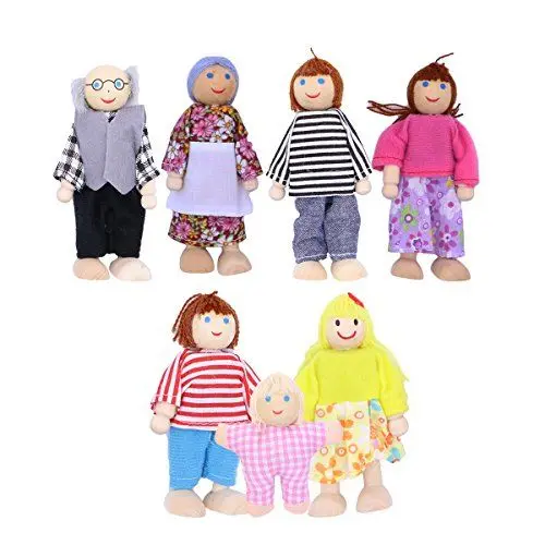 Produktbild: TOYMYTOY Puppenhaus Puppen,Holzpuppe Spielzeug Familie Puppen Spielzeug,7pcs (zufällige Farbe)