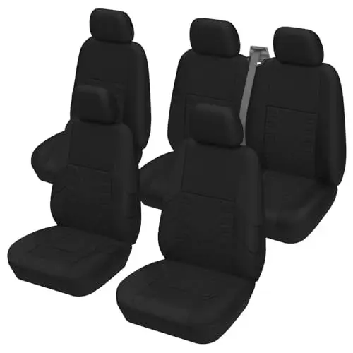 Produktbild: TOYOUN Universal Auto Van Sitzbezüge Set für 5 Sitzer, Vordersitzbezüge mit 1+2 Doppelsitzbezügen, Rücksitzbezüge für Kombi Cars Crew Van Combi, schwarz