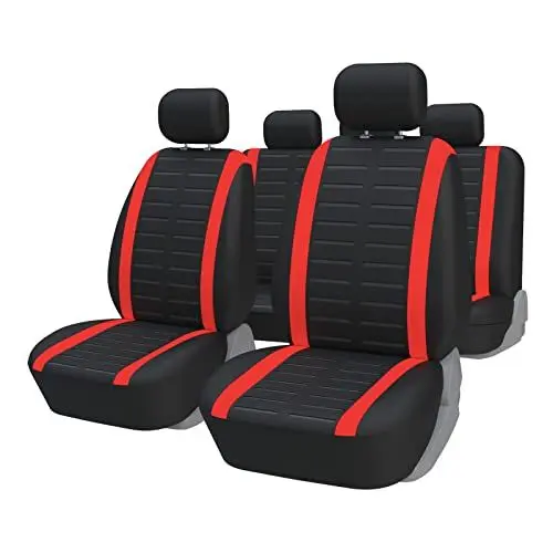 Produktbild: TOYOUN Universelle Auto Sitzbezüge Kompletter Satz - Sitzbezügesets Autositzbezüge Set für 5 Sitzer - Schonbezüge/Sitzschoner Sitzbezüge Auto vordersitze Rücksitz, Rot