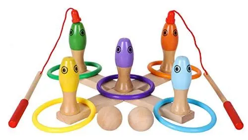 Produktbild: Holz Kegelspiel für Kinder - 3 in 1 Holzspielzeug Angelspiel Ringwurfspiel und Kegelspiel - Bowlingspiel für Kinder - Magnetisches Angelspiel - Holzspielzeug für 3-Jährige
