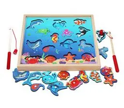 Produktbild: Toys of Wood Oxford magnetisches Angelspiel aus Holz - 15 Magnet-Fische und 2 Angel-Ruten - Spielzeug Angeln Motorikspielzeug Lernspielzeug für Kinder ab 3 Jahre