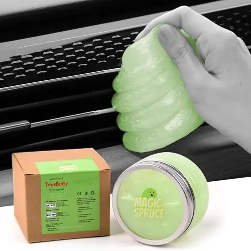 Produktbild: ToysButty Auto Reinigungsgel Detailing Kit, Innenraum Auto Reiniger mit High End Grüner Apfel Duft Reinigungsknete im edlen Glas, Staubreinigungsgel für Tastatur Apple Laptop Auto Reinigungsprodukte