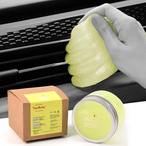 Produktbild: ToysButty Auto Reinigungsgel Detailing Kit, Innenraum Auto Reiniger mit High End Zitroneduft Reinigungsknete im edlen Glas, Staubreinigungsgel für Tastatur Apple Laptop Auto Reinigungsprodukte